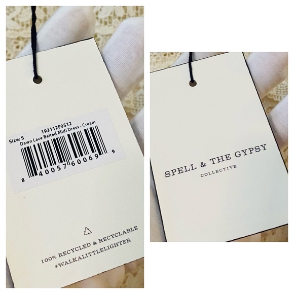 NWT Spell & the Gypsy Collective Cream Dawn Lace Belted Midi Dress - Picture 17 of 17